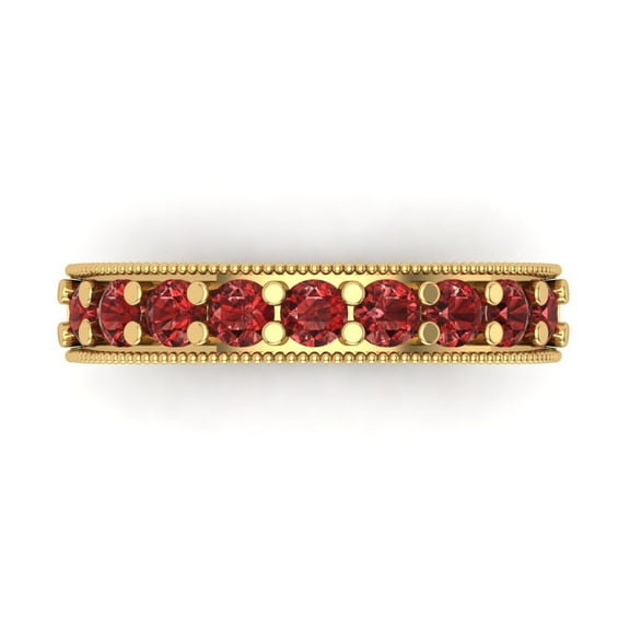 0.81 ctw Wedding Band for Women - 18K Yellow Gold Natural Garnet Stackable Eternity Ring