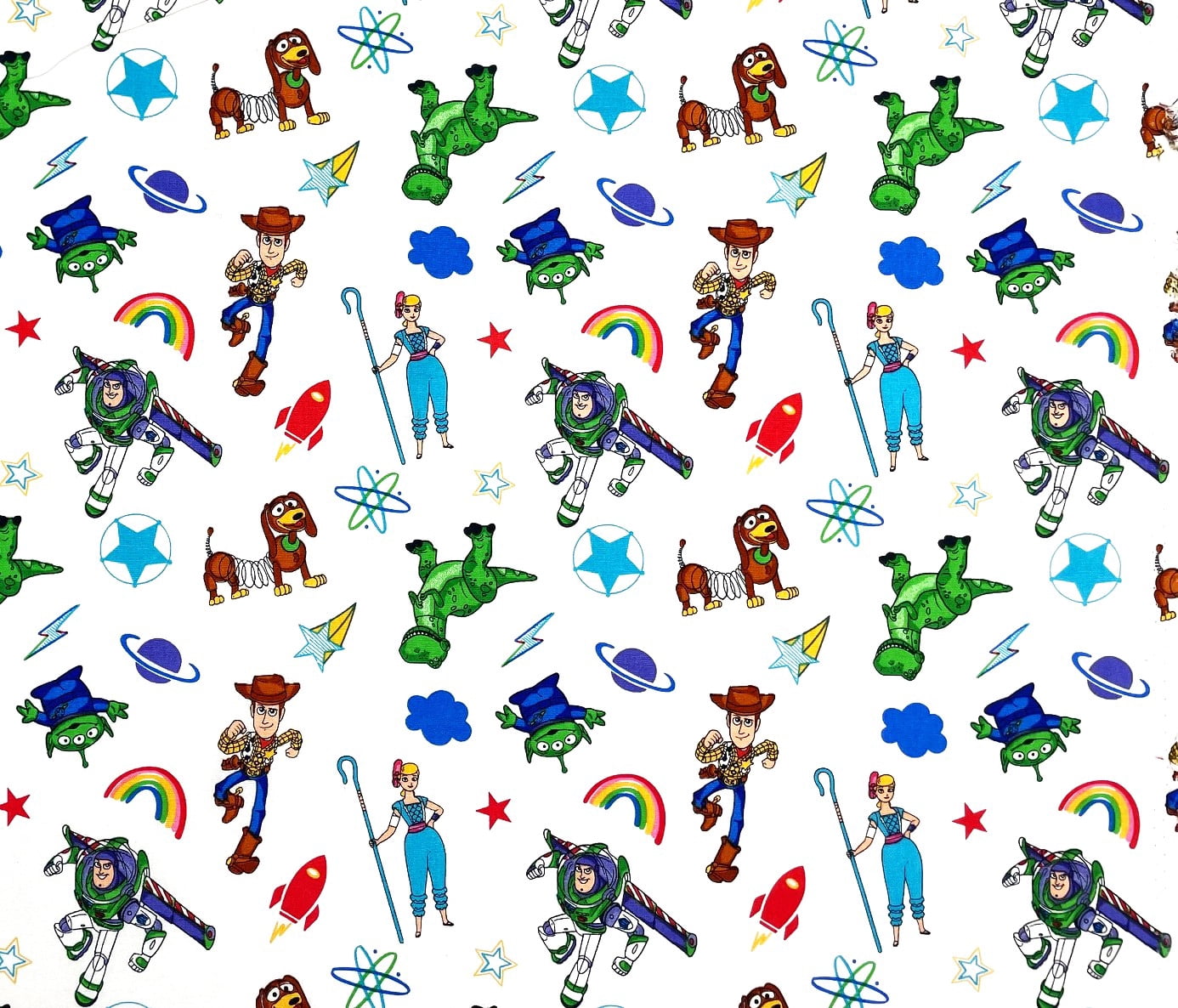 1 Yard - Disney Toy Story Woody Buzz Lightyear Bo Peep & More on White Cotton Fabric (Great for Quilting, Sewing, Craft Projects, Throw Pillows & More) 1 Yard X 44" Wide