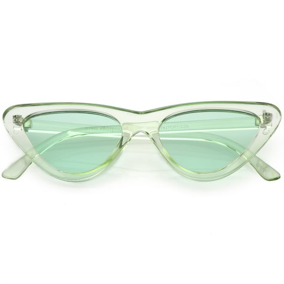 Women's Extreme Translucent Cat Eye Sunglasses Color Tinted Flat Lens 51mm (Green)
