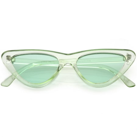 Women's Extreme Translucent Cat Eye Sunglasses Color Tinted Flat Lens 51mm (Green)