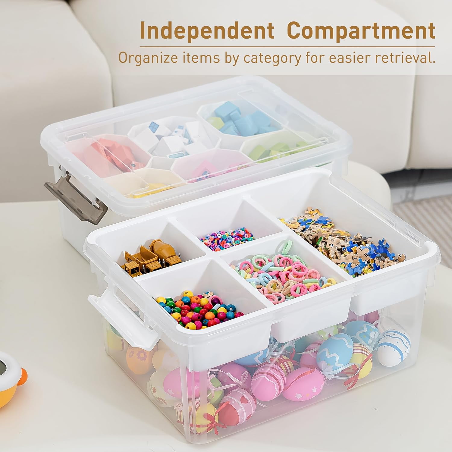 Sunny Lane 17 QT Plastic Storage Bins Clear Storage Box with Lids Multipurpose Stackable Storage Containers for Organizing Tool, Craft, Crayon, 4 Packs