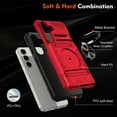 thumbnail image 6 of SaniMore for Samsung Galaxy A15 Stand Case, Armor Design Military-grade Drop Resistant Magnetic Car Mount Hidden Card Holder [Up to 2] Heavy Duty Protective Hybird Shockproof No-slip, Red, 6 of 7