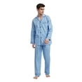 thumbnail image 3 of GLOBAL Conjuntos de Pijamas de Algodón para Hombre, Ropa de Dormir de Manga Larga con Botones, Ropa de Dormir Cómoda, Conjunto de Pijama Suave con Estampado Geométrico Azul M, 3 of 7
