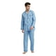 thumbnail image 3 of GLOBAL Conjuntos de Pijamas de Algodón para Hombre, Ropa de Dormir de Manga Larga con Botones, Ropa de Dormir Cómoda, Conjunto de Pijama Suave con Estampado Geométrico Azul M, 3 of 7