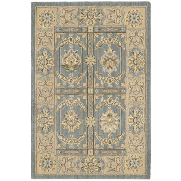 Nourison Persian Empire Area Rug Blue/Multi 2' x 2'9" Latex Free Wool,Viscose,Synthetic Border 2' x 3' Indoor,Accent Kitchen,Bathroom,Entryway