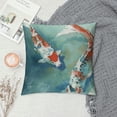 thumbnail image 2 of JEUXUS Colorful Carp Fish Japanese Symbol Pond Watercolor Painting Orange Asian Rustic Farmhouse Decorative Throw Pillow Cover Square Cushion Case for Home Sofa Couch Decoration, 2 of 5