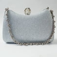 thumbnail image 3 of Women's Rhinestone Sparkle Clutch Shoulder Crossbody Bag with Detachable Chain Strap, Silver, 3 of 12