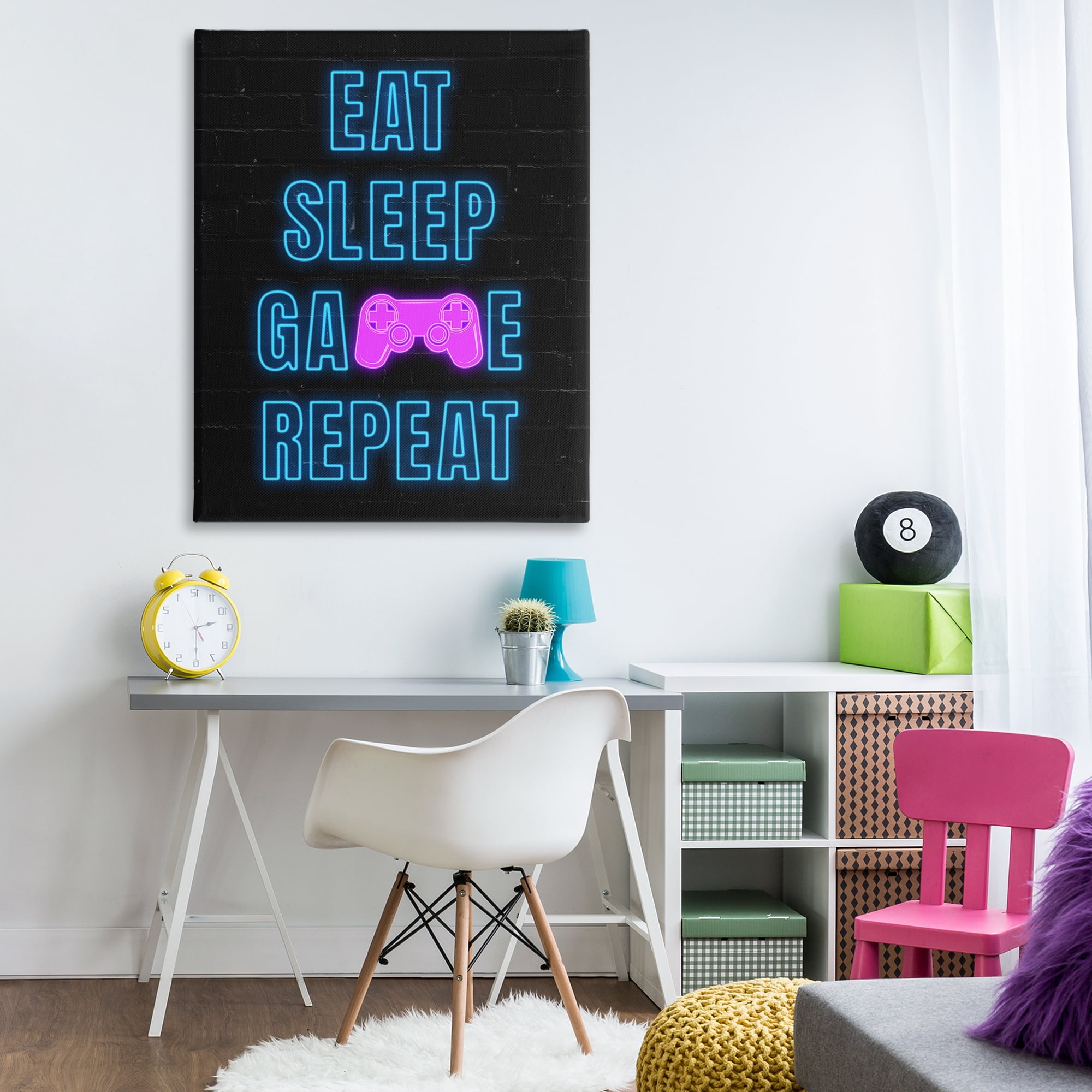 Stupell Industries Neon Gamer Lifestyle Typography Painting Gallery Wrapped Canvas Art Print Wall Art, 36 x 48