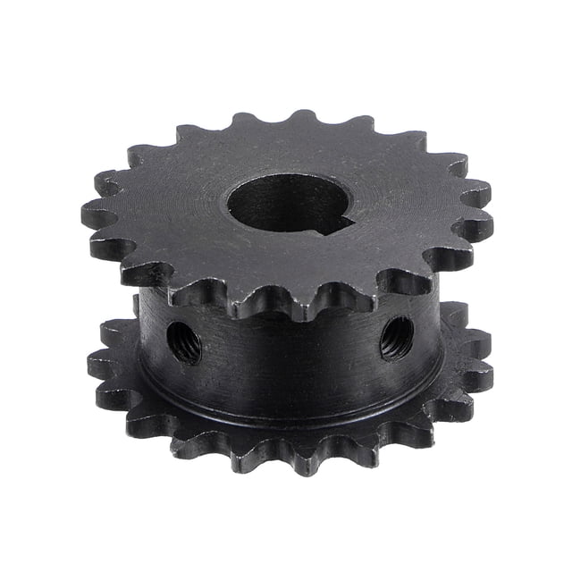 Cadena Rodillo Piñón Unique Bargains 19 Diente #25 Doble Cadena 1/4 Paso 12mm Calibre Negro Óxido C45 Carbono Acero con Chavetero para ISO 04C Cadenas