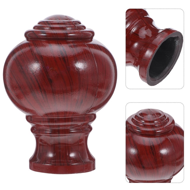 UPOUART 6 Pcs Embouts de Tringle à Rideaux Marron Grain de Bois Décoratifs Protègent les Rideaux avec Installation Facile