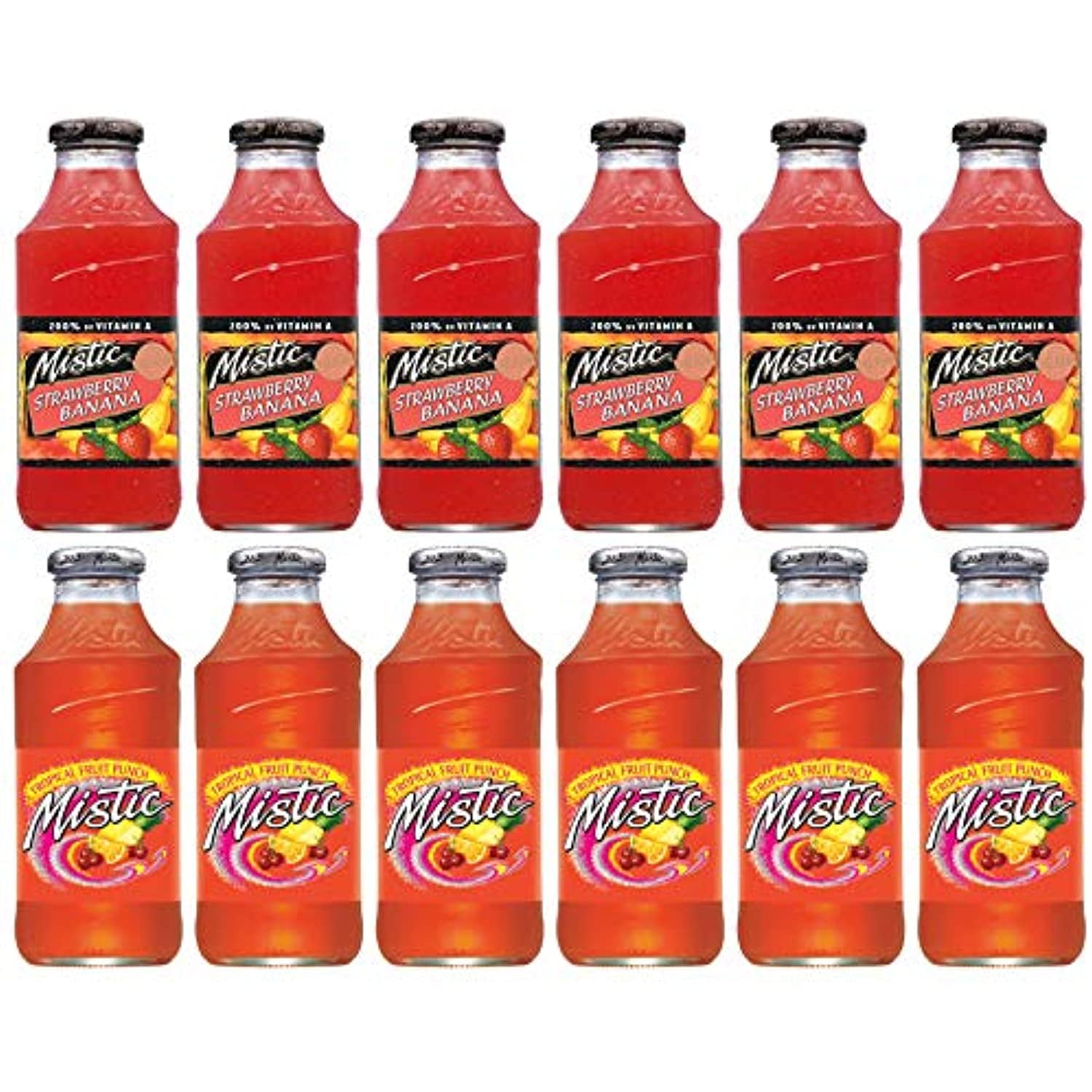 LuvBox Variety Mistic Juice Drink Pack , Pack Of 12 , 16 Fl Oz , Glass
