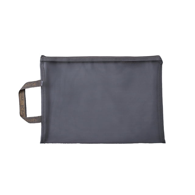 Grey Mesh Handheld Bag Transparent Nylon Zipper Pouch For Documents Cosmetics Toys A4 Size