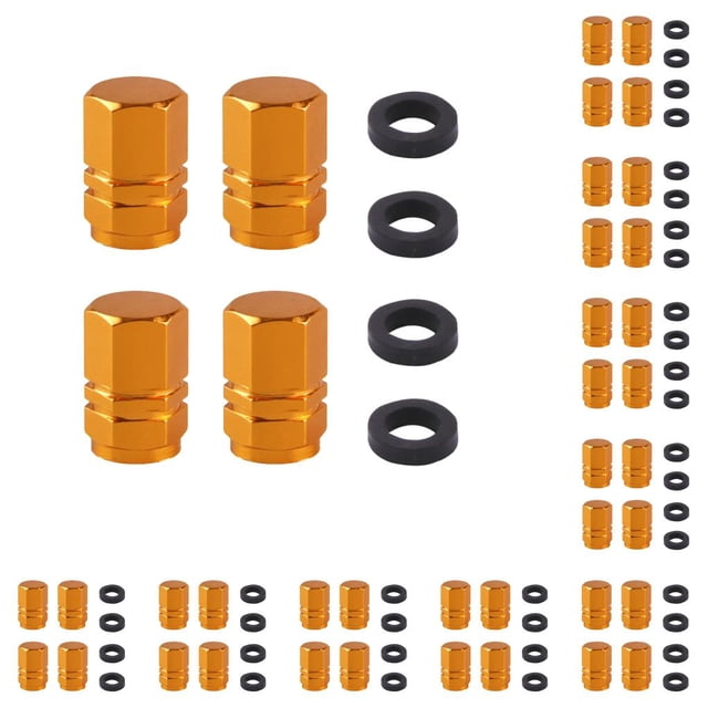 Sidaley Paquete de 4 vástagos de válvula de aire de neumático de coche, tapa de polvo de neumático de camión de aluminio, repuesto de Oro 10piezas