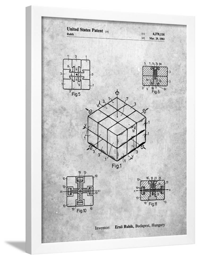 Rubik S Cube Patent Framed Print Wall Art By Cole Borders Com