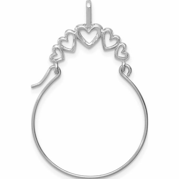 10K White Gold Polished 5-Heart Charm Holder (38.5 X 15.7) Made In United States -Jewelry By Sweet Pea