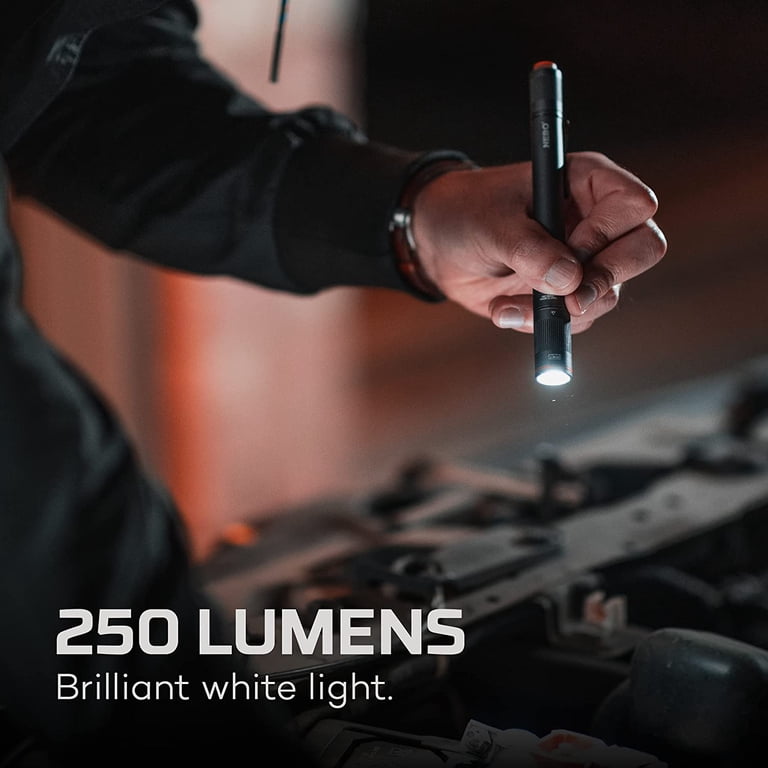 nebo 250 lumen flashlight SLIM Mini Rechargeable Pocket Light yet it has a sturdy pocket clip so you can confidently wear it on a belt and even attach it to a bag or backpack Nebo 6296 TWYST LED Flashlight