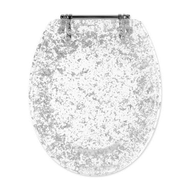 Navaris Clear Round Polyresin 16.5"L x 14.2"W D Shape Toilet Seat, 1 Piece