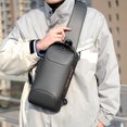 thumbnail image 3 of Bolsa de pecho de cuero PU antirrobo para cinturón de hombre mochila para hombre de calle de viaje JShteea Para Estrenar, 3 of 5