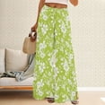 thumbnail image 2 of ZHENHONG Casual Pants for Women Womens Wide Leg Palazzo Pants Boho Floral 2025 Summer Beach Culottes Flowy Casual Trousers For Vacation, 2 of 4