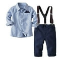 thumbnail image 2 of Stamzod 18Months-7 Years Kids Suits For Boys Clearance Christmas Gentleman Clothes Suit Stripe Long Sleeve Lapel Button Shirt Suspender Pants Boys Dress Suit, 2 of 7