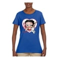 thumbnail image 2 of Wild Bobby Betty Boop Heart Blowing Kiss Dog Betty Boop Womens T-Shirt, Royal, XX-Large, 2 of 5