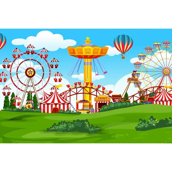 Carnival Circus Party Birthday ration Backdrop Ferris Wheel Amusemt Playground Background Baby Photography Props