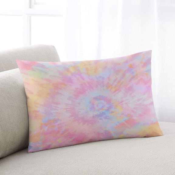 Colorful Tie Dye Throw Pillow Cover Case, Couch Sofa Bed Pillowcase, Soft Decorative Lumbar Pillow Protector, Abstract Ombre Pink Swirl 12x20Inch Reversible Pillow Shams with Zipper