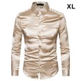 thumbnail image 4 of Jumpingount Camisa Transpirable Para Hombre Satén Con Mangas Largas - Trabajo Boda O Casa Camisa Para Hombre Formal Manga Larga Grande Camisetas caqui SG, 4 of 6