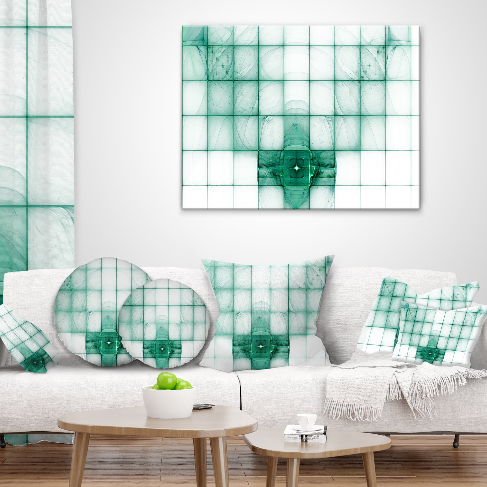 Designart Light Blue Bat on Radar Screen - Abstract Throw Pillow - 12x20