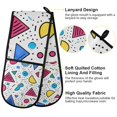 thumbnail image 2 of Yayeee Double Oven Mitt Kitchen Heat Resistant Baking 35" x7" Quilted Glove, Red Retro Pattern, 2 of 6