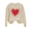thumbnail image 4 of asdoklhq Womens Casual Love Heart Shirts Women's Fashion Long Sleeve Printed Sweatershirt Loosen Blouse Khaki S, 4 of 8