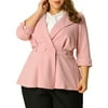 MODA NOVA Juniors Plus Size Curve 3/4 Sleeve Peplum Bomber Work Blazer