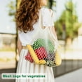 thumbnail image 4 of 1-Pack Cotton Mesh Bag, Reusable Washable Mesh Net String Grocery Bags, Reusable Produce Bags with Handle, Net Tote Bag for Fruits/Vegetables Shopping [Orange, Short Handle], 4 of 5