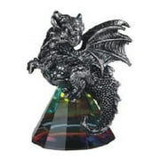 Q-Max GSC9971684 3.5 in. Dragon Standing on Pyramid Glass Statue Fantasy Decoration Figurine Set, Silver