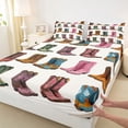 thumbnail image 4 of jejeloiu Colorful Cowboy Boot Pattern Full Size Sheets Kids,Western Fashion Print Bed Sheets,4 Pieces, 4 of 6