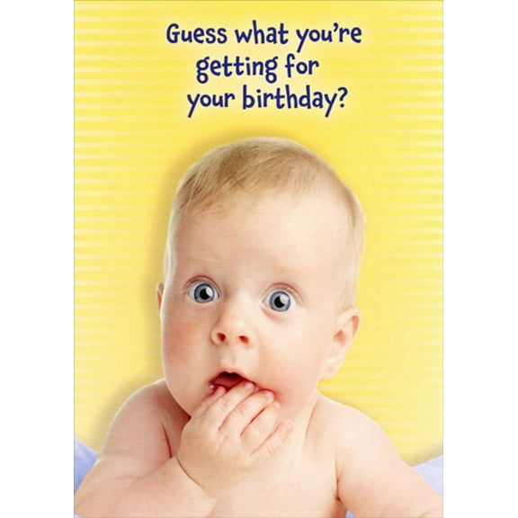 Oatmeal Studios Guess What You're Getting : Surprised Baby Humorous / Funny Birthday Card for Him : Man