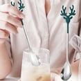thumbnail image 5 of CuiLiyq Stainless Steel Cute Cartoon Elk Spoon, Colorful Home Dessert Tea Coffee Ice Cream Scoop, for Home Kitchen Holiday Party Decoration (Green), 5 of 5
