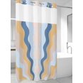 thumbnail image 4 of Blue Yellow Ombre No Hook Shower Curtain Waterproof,Bathroom Curtains with Snap in Liners and See Through Top Window,Modern Geometric Moire Abstract Art Hotel Style Bathtub Curtains Shower 36"Wx72"L, 4 of 8