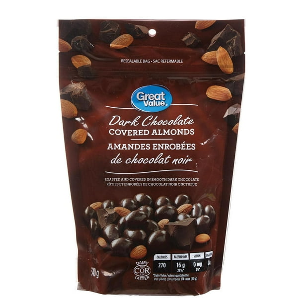 Great Value Dark Chocolate Covered Almonds, 340 g - Walmart.ca