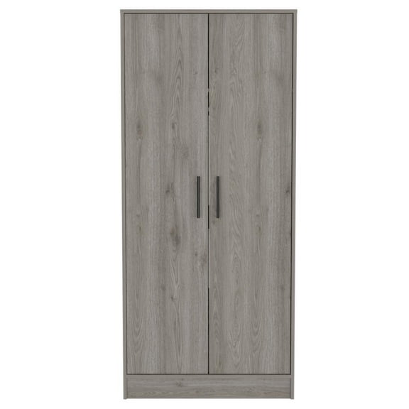 FM FURNITURE San Blas Wood Bedroom Armoire with Two Doors in Light Gray