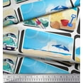 thumbnail image 3 of Soimoi Modal Satin Fabric Chair,Girl & Beach Surfboard Patchwork Print Fabric by Yard 42 Inch Wide, 3 of 3
