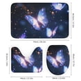 thumbnail image 3 of Glowing Butterfly Sky 4 Pcs Bathroom Shower Curtain Set, Bathroom Sets with Rugs (Bath Mat, U Shape and Toilet Lid Cover Mat) and 12 Hooks,, 3 of 5