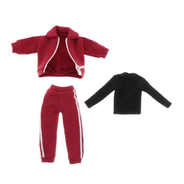 Ropa para figuras de acción masculinas a escala 1/12, conjuntos de ropa para muñecos de 6 pulgadas, manga larga, estilo casual. Rojo