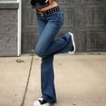 thumbnail image 6 of Fjofpr 50% off Clear!Womens Jeans Flare Legs Wide Leg Jeans Woman Women Fashion Sexy Solid Color Pokets Thin Casual Boot Cuts Wide Legs Pants, 6 of 8