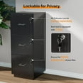 thumbnail image 6 of PetFurnishn 3 Drawer File Cabinet with Lock, Home Office Filing Organizer, for Letter Size File Folder Storage, Wood Tall Vertical Filing Cabinet, Printer Stand, Archivador (Black), 6 of 11