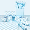 120 Sheets Baby Boy Checkered Tissue Paper, Blue and White Plaids Party