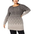 thumbnail image 1 of Style & Co. Womens Graduated Jacquard Tunic Sweater, Grey, Plus Size, 3X, 1 of 1