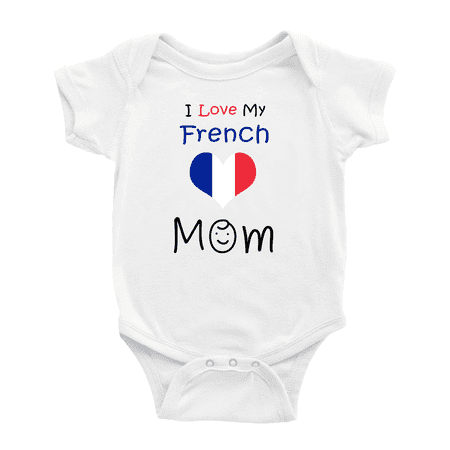 

I Love My French Mom Baby Bodysuit Newborn Clothes Outfits (White 3-6 Months)