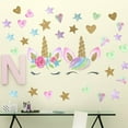 thumbnail image 6 of Unicorn Wall Stickers Decals,Unicorn Wall Decor with Heart Flower Birthday Christmas Gifts for Boys Girls Kids Bedroom Decor Nursery Room Home Decor(2 Sheets Unicorn), 6 of 7