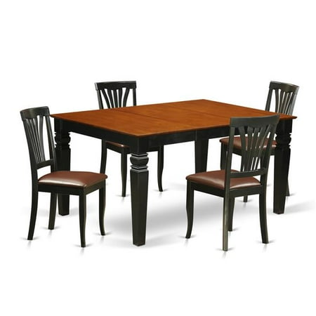 Kitchen Chair Upholstery - Kitchen Set with a Single Weston Kitchen Table & 4 Faux Leather Upholstery Chairs, Rich Black - 5 Piece